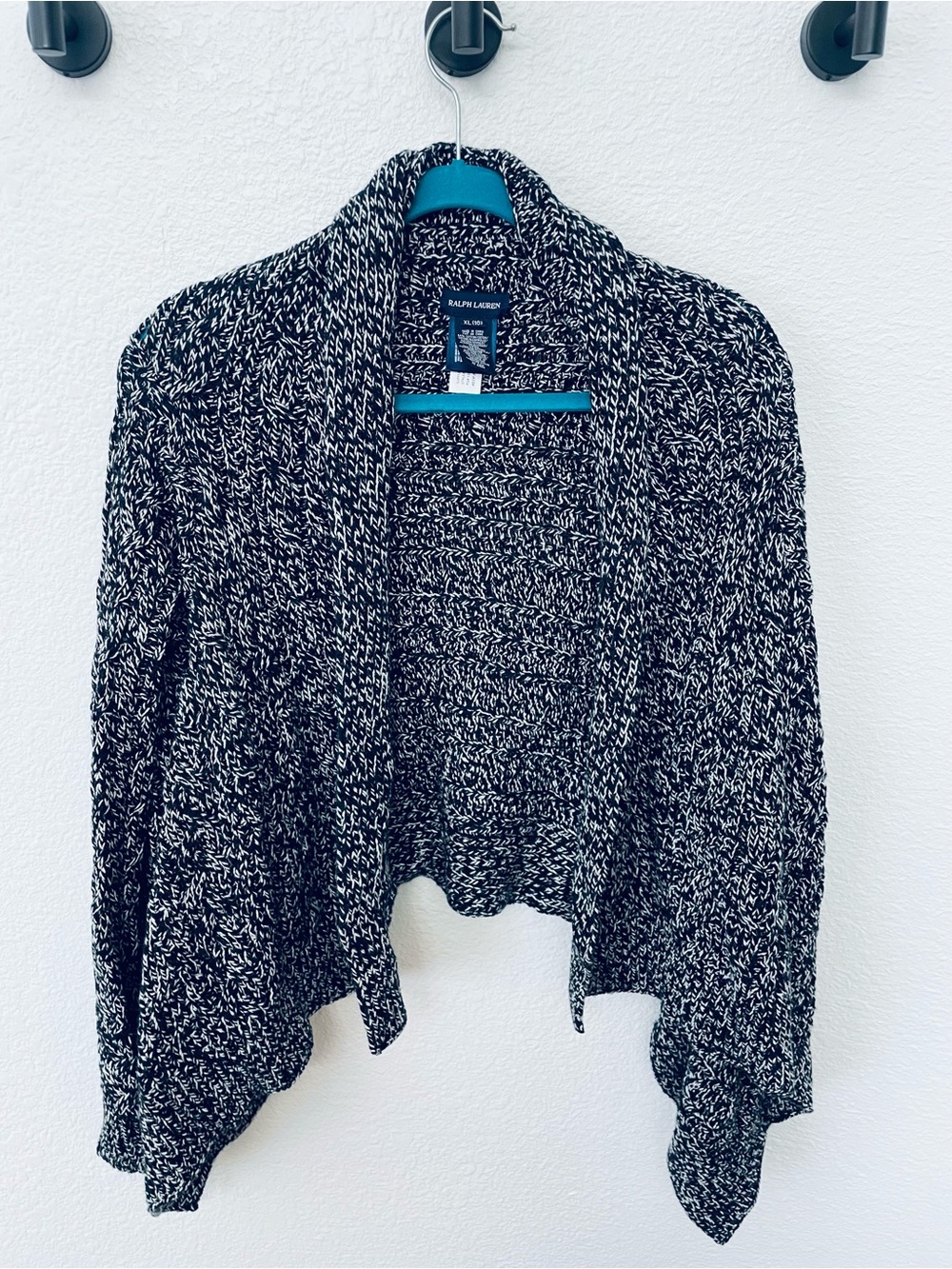 Ralph Lauren Navy & White Marled Open-Front Women's Sweater